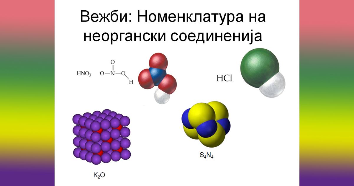 Вежби: номенклатура на неоргански соединенија