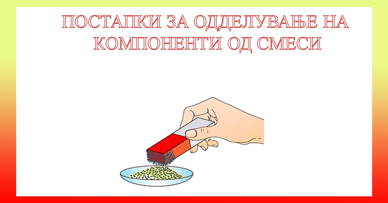 Постапка за одделување на компоненти од смеси